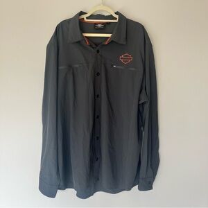 Harley-Davidson Motorcycle Performance Shirt Jacket Gray Button Up Stretch 3XL